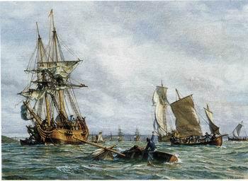 Seascape, boats, ships and warships. 117, unknow artist